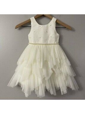 strapless open back dress Princess Dress for Girls with Floral Lace & Cascading Ruffles